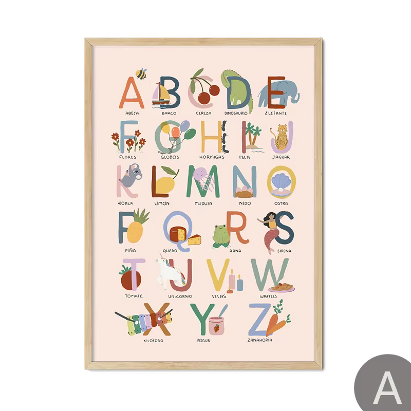 Affiches d'alphabet et de chiffres, art mural sur toile, impressions décoratives pour chambre d'enfa