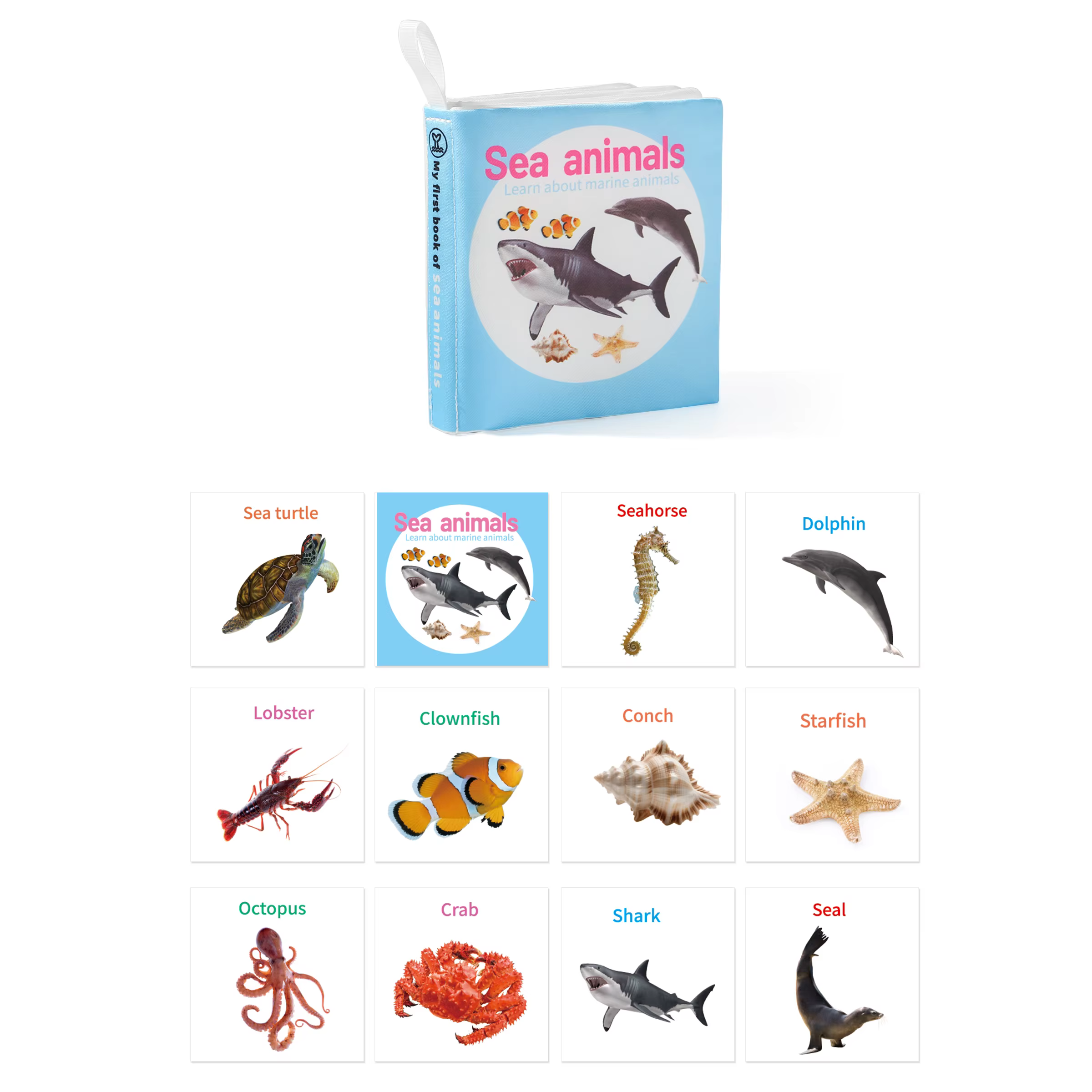 Livre d'éveil pour bébé de 0 à 6 mois, papier sonore épais et lavable + poignée tactile, illuminatio