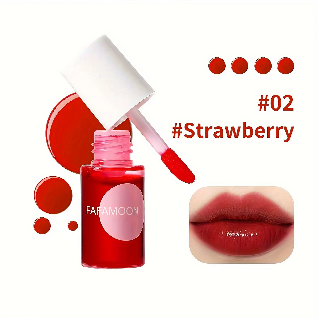 Teinte à lèvres fruitée 4 couleurs, gloss hydratant, rouge à lèvres liquide waterproof, non-collant,