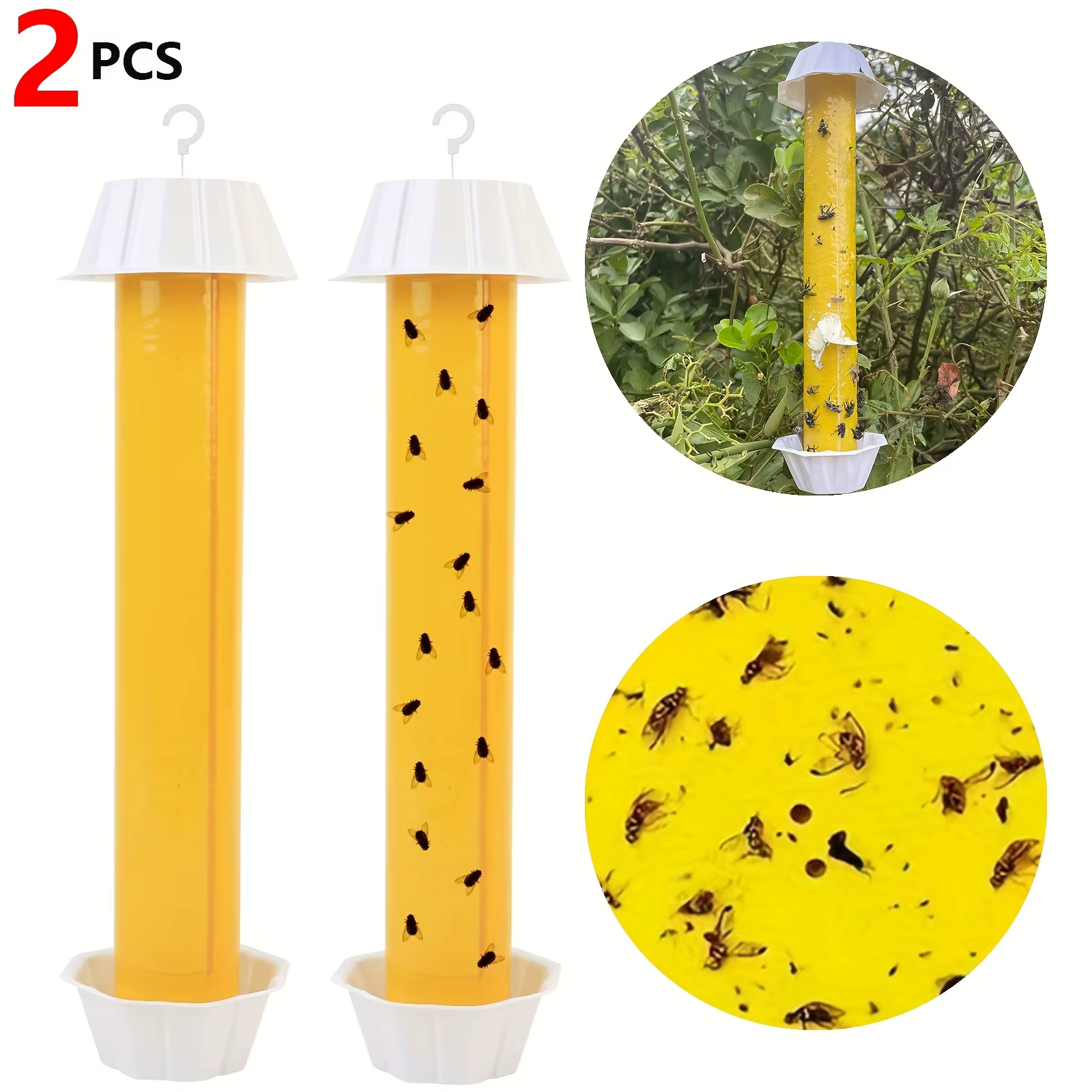 Piège à insectes collant suspendu, 2 pièces, adapté à une utilisation intérieure et extérieure, util