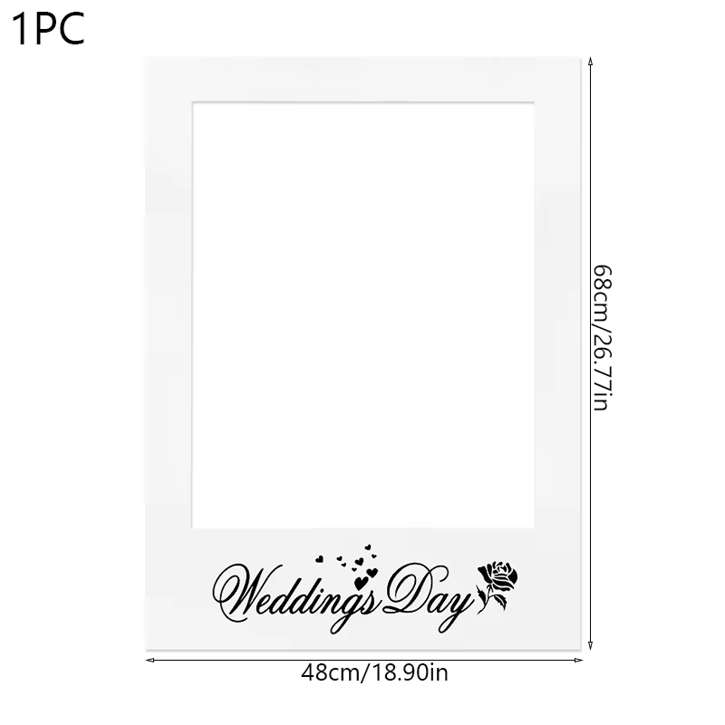 Cadre photo DIY, accessoires de mariage, cabine photo créative, décoration blanche simple pour événe