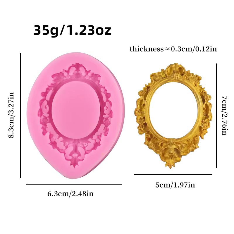 1 pièce, cadre de miroir rétro européen, cadre photo, bordure fleurie, moule en silicone, moule à gâ