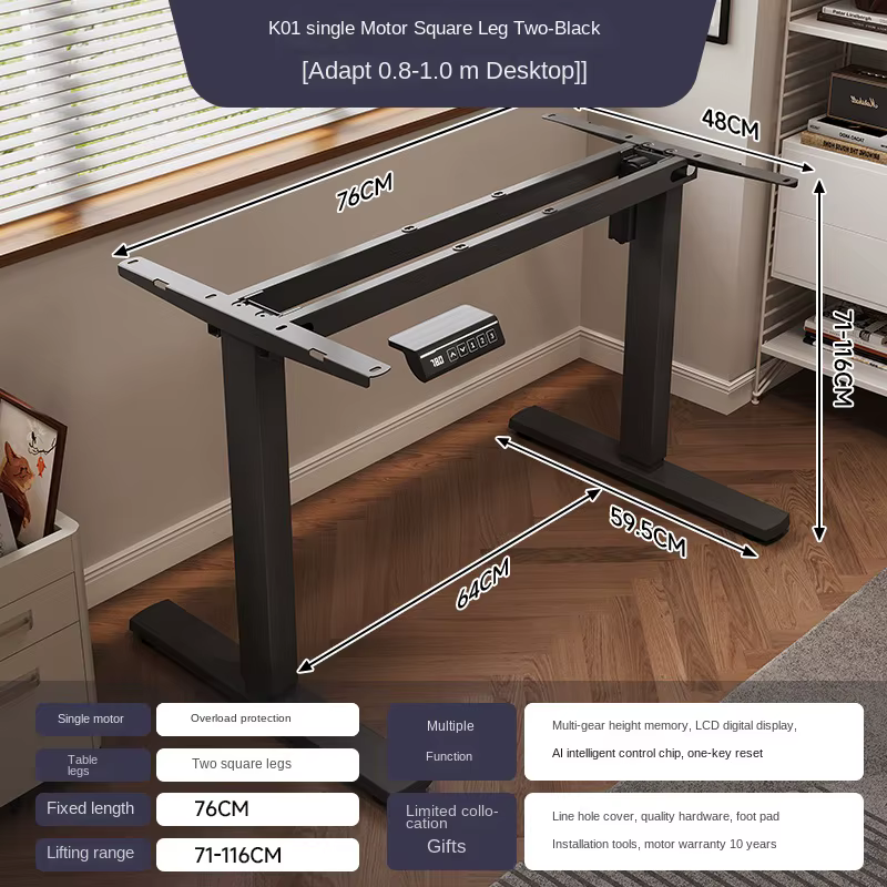 Pieds de table de levage électriques intelligents, moteur unique, double faisceau, bureau d'ordinate