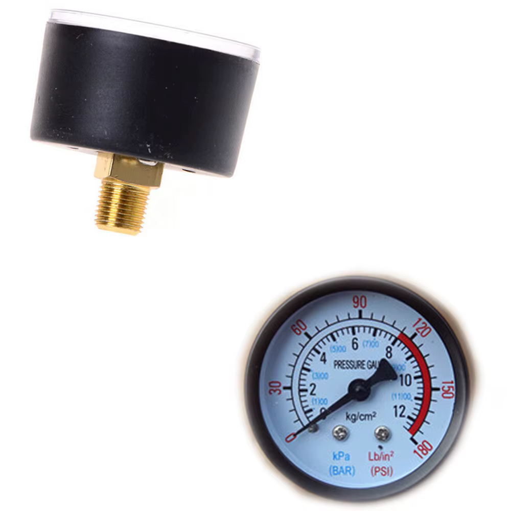 Manomètre pour Compresseur d'Air Pneumatique et Hydraulique, 42x40mm, 0-12Bar/0-180PSI, 1 Pièce