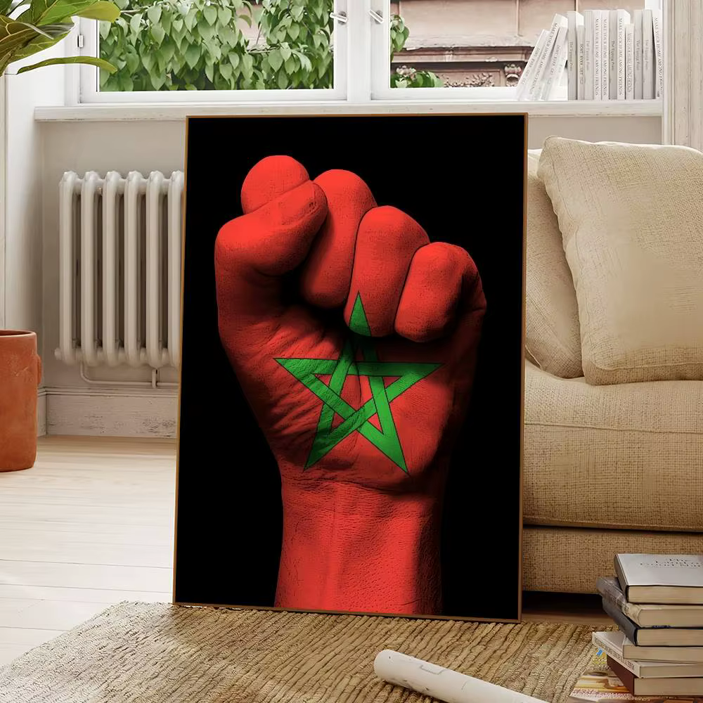 Affiche murale imprimée drapeau marocain, adaptée au salon, chambre à coucher, Bar, salon, décoratio