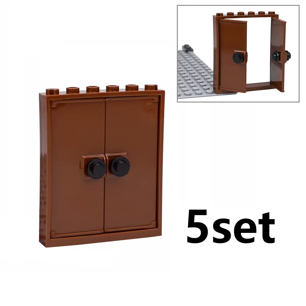 MOC Blocs de construction pour meubles de maison, double porte avec poignée, 1x6 1x4, cadre de fenêt