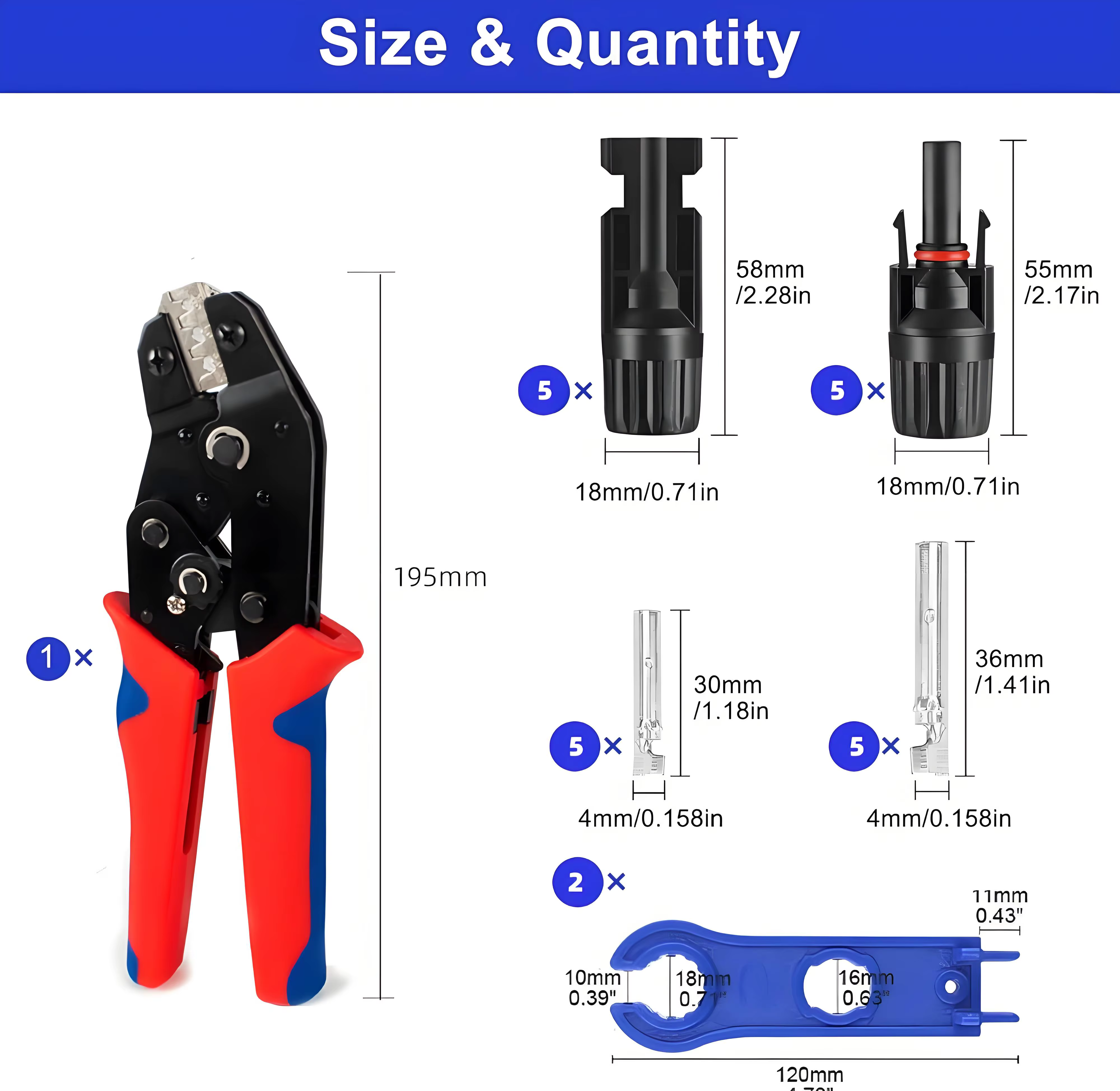 Ensemble d'outils de sertissage solaire, Kit de connecteurs solaires photovoltaïques, connecteurs So