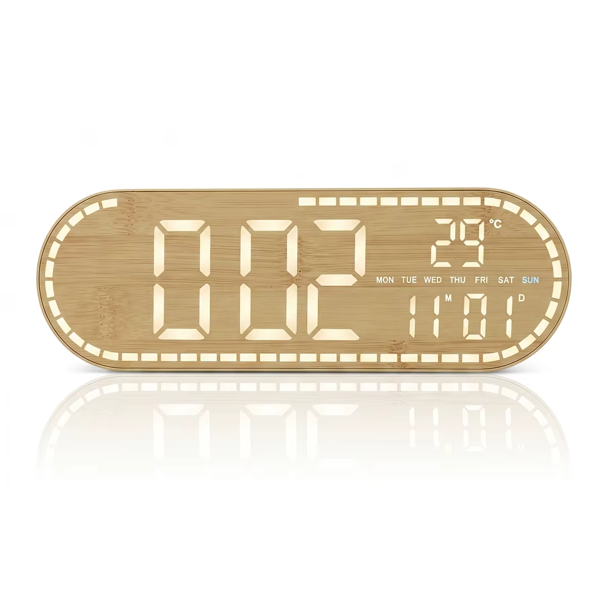 Grande horloge murale numérique avec affichage de la température, de la date et du jour de la semain
