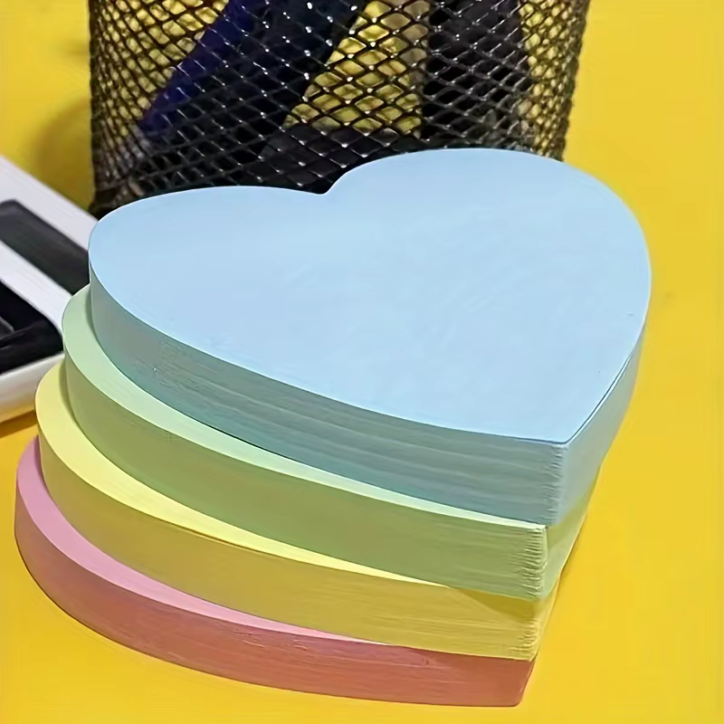4 autocollants, notes autocollantes multicolores en forme de cœur, mignons, autocollants et amovible