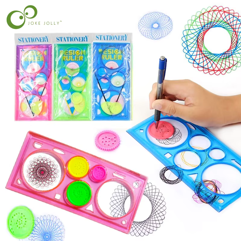 Peinture multi-fonction intéressant Puzzle spirographe enfants dessin règle en plastique peut amélio