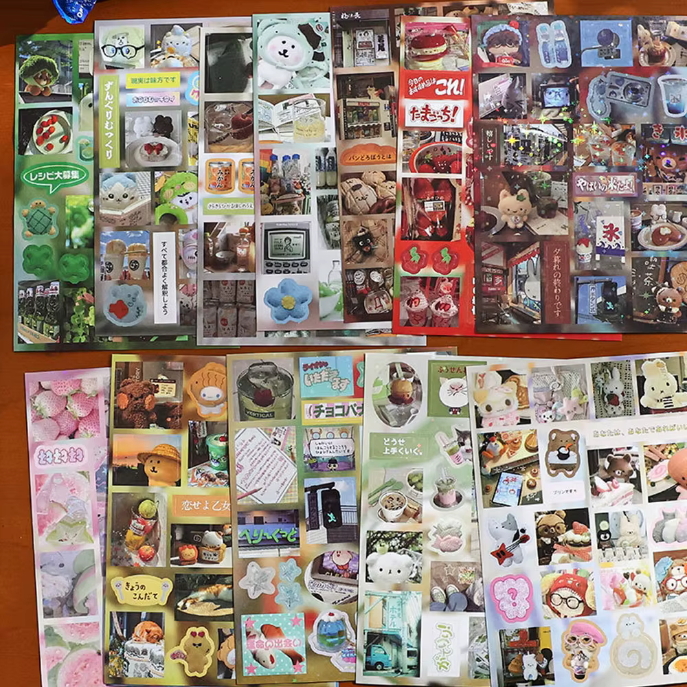 Livre d'autocollants sur le thème des courses quotidiennes japonaises, 30 feuilles, autocollants div