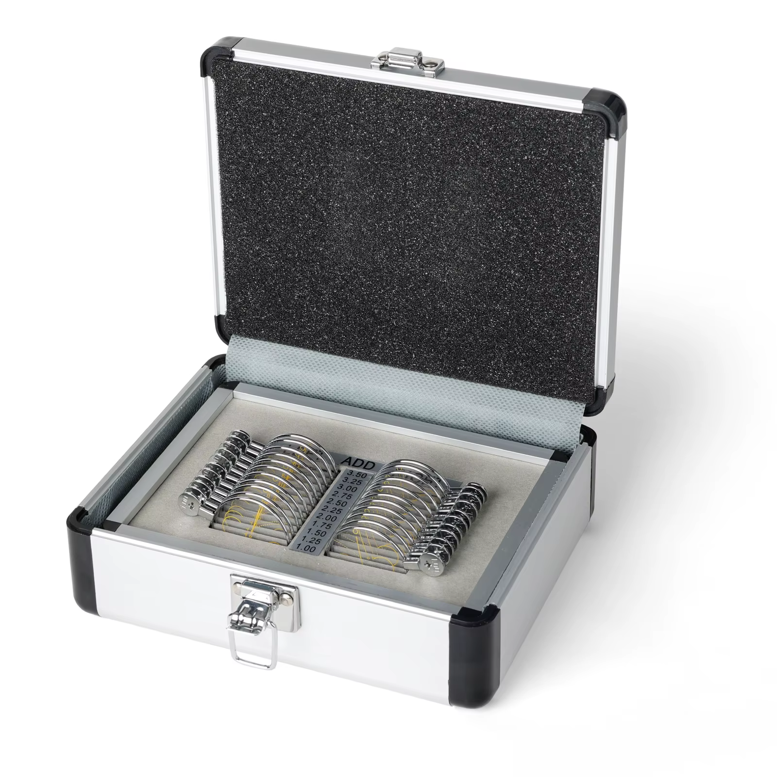 Ensemble de lentilles d'essai d'optométrie progressive-boîtier en aluminium 22 pièces avec ajouter d
