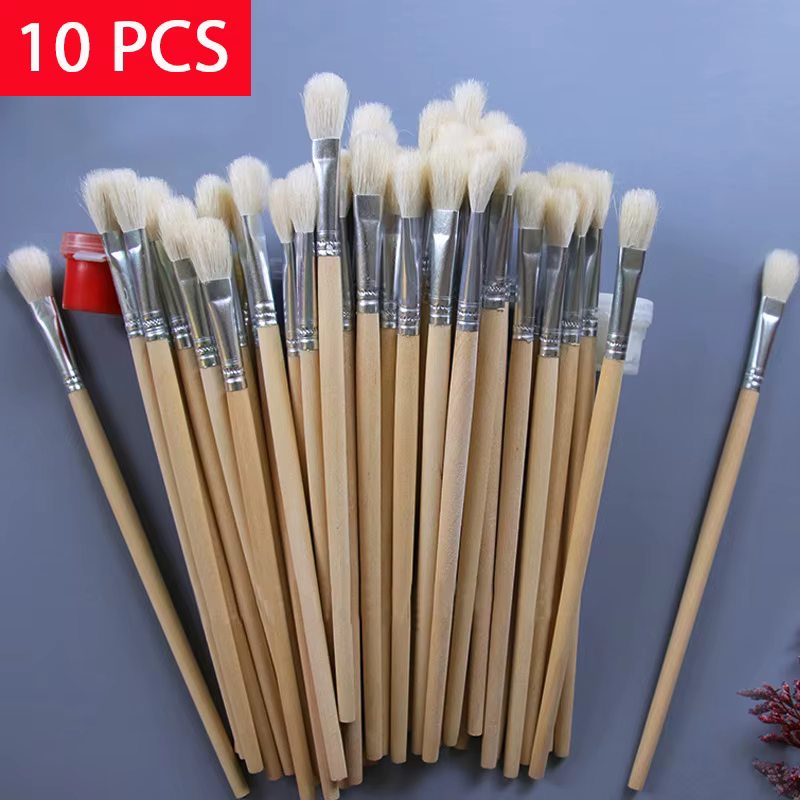 10 pièces/lot laine cheveux pinceau support en bois peinture brosse aquarelle huile poudre peintures