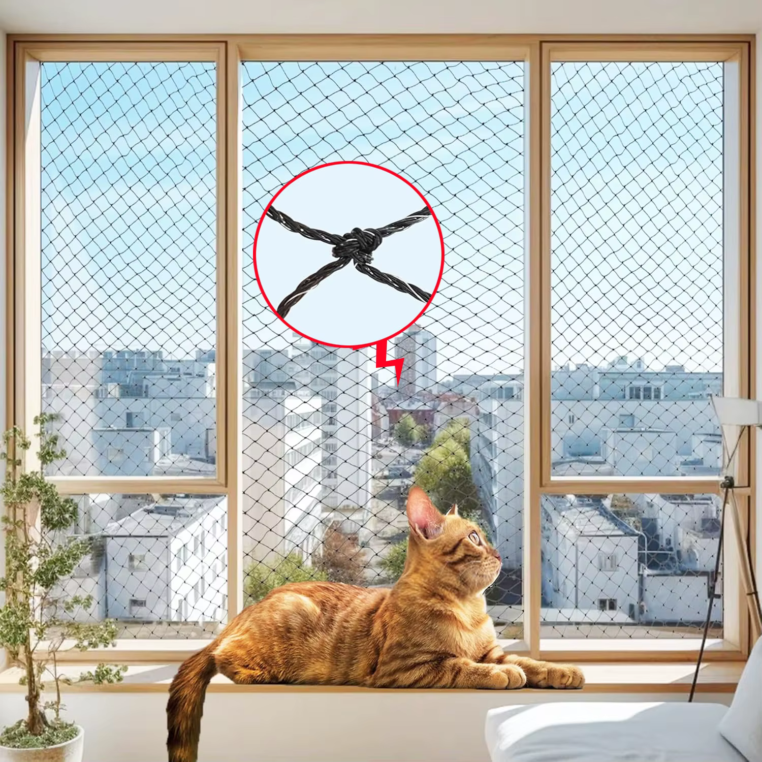 Filet pour chat renforcé en fil pour balcon, filet de sécurité Anti-chute résistant aux morsures pou
