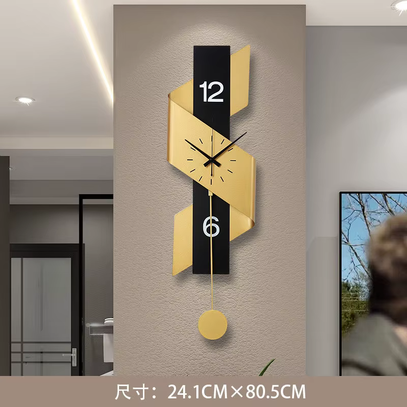 Horloge Murale Créative à Pendule, Grande Horloge Murale en Métal de Luxe pour Cuisine, Décoration S