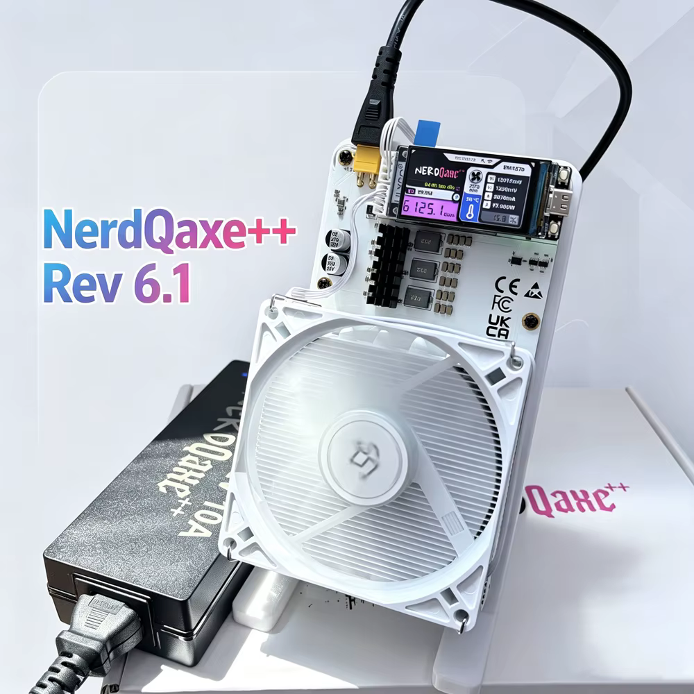 NerdQaxe++ 6TH/s Rev 6.1 100W avec alimentation XT30, double ventilateur, machine de minage Bitcoin 