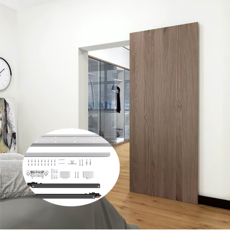 Kit de quincaillerie pour porte de grange dissimulée DIYHD 42'' (106 cm) avec fermeture amortie, rai