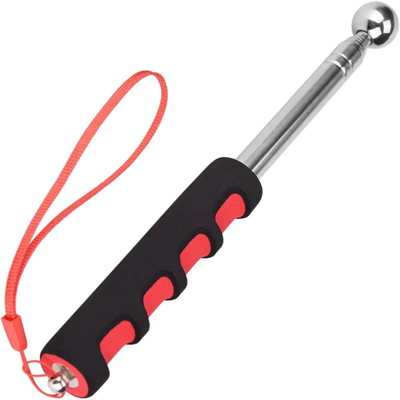 Bâton de défense personnel rétractable, marteau de détection de tambour creux, rouge