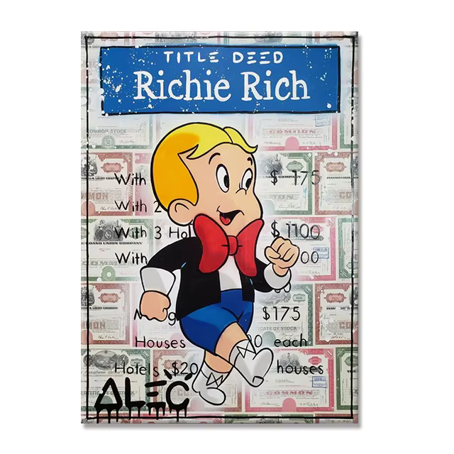 Alec monopole et Richie toile peinture Rich Man Dollars affiches Graffiti rue mur Art photo pour la 