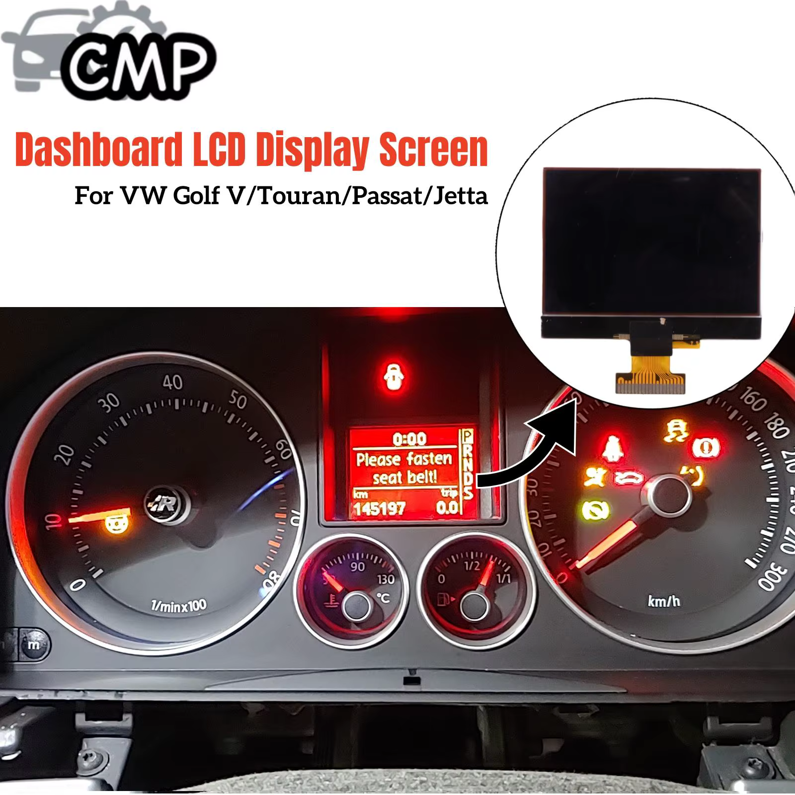 Écran d'affichage LCD du tableau de bord 1TD920862 1K0920861M pour VW Golf V Touran Mk1 Passat B6 Je