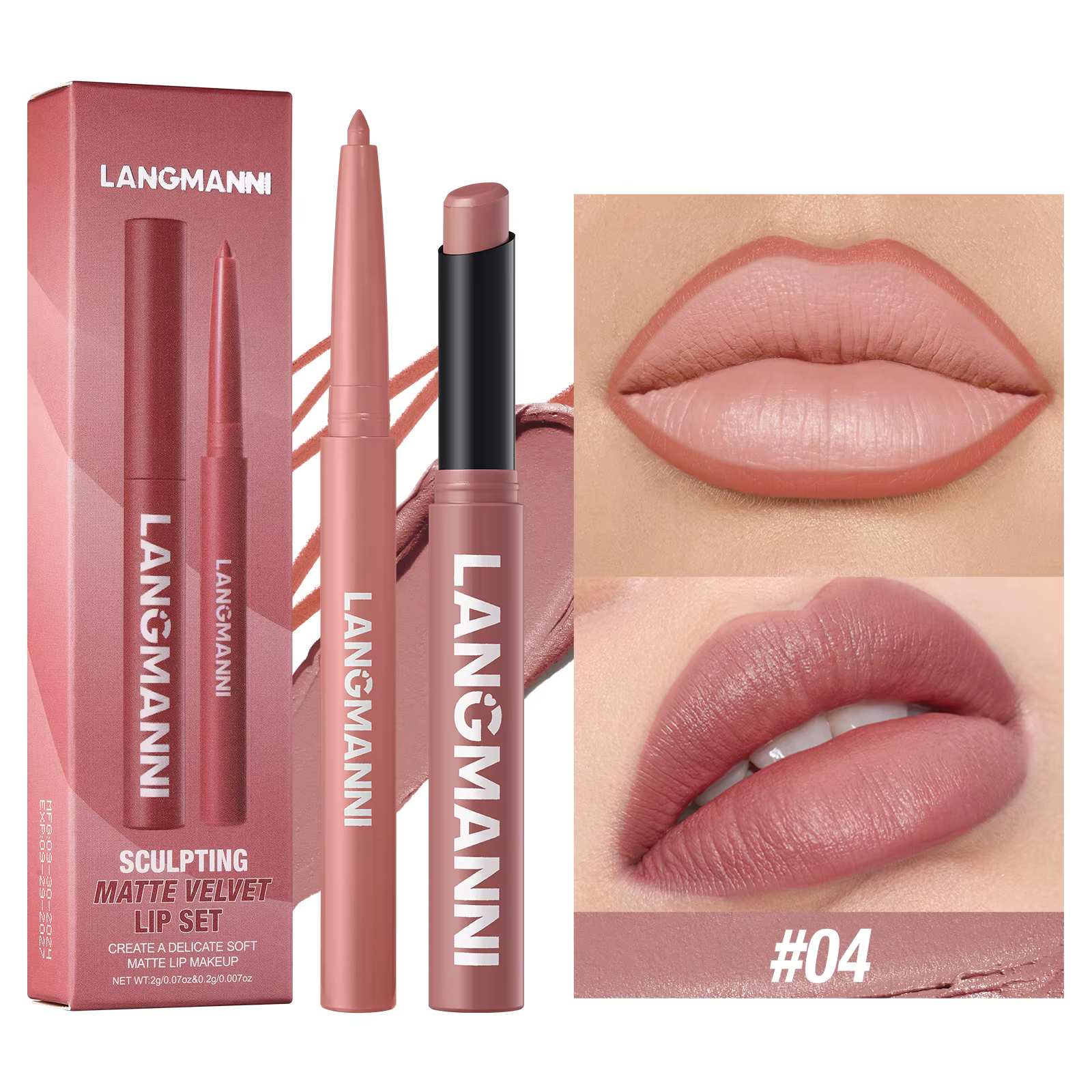 Ensemble de crayons à lèvres imperméables intégrés + rouge à lèvres, sans taches, sans décoloration,