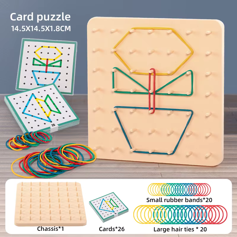 KNYYSECQ – jouets pour enfants, planches à ongles, puzzles, bandes élastiques, formes géométriques, 