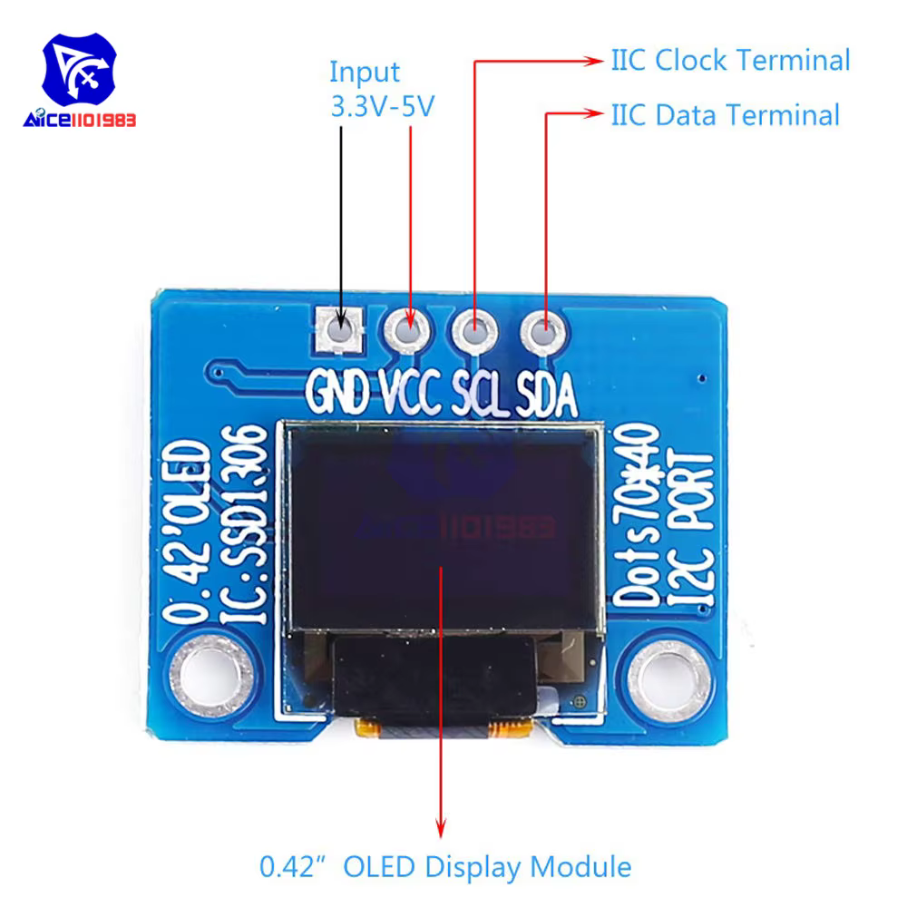 Diymore 0.42 pouces 72x40 OLED D'écran D'affichage À CRISTAUX LIQUIDES De Module avec IIC L'interface SPI D'AFFICHAGE À CRISTAUX LIQUIDES pour Arduino AVR STM32 Raspberry Pi 3.3V