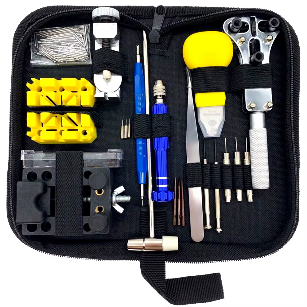 Kit d'outils de réparation de montre, dissolvant de goupilles de liaison, outils de montre professionnels, kit d'outils de réparation d'horloge, sac, 148 pièces/ensemble