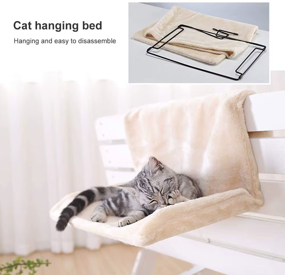 Lit suspendu pour chat, hamac amovible pour chat, lits pour animaux de compagnie, banc de radiateur, nid de chaton avec cadre en métal solide et Durable, accessoires pour chat