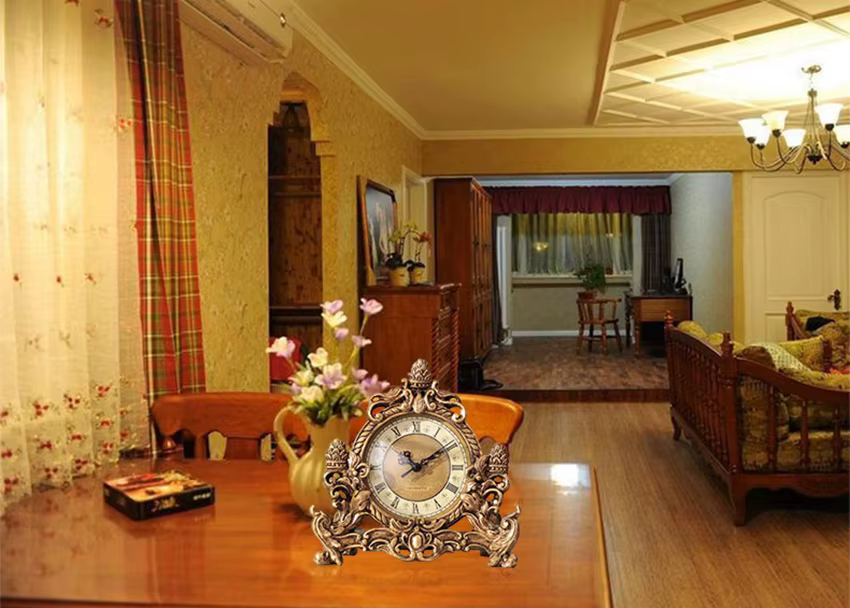 Horloge analogique de bureau et de Table rétro de Style européen, fonctionne à piles avec mécanisme de balayage silencieux, horloge de décoration pour la maison