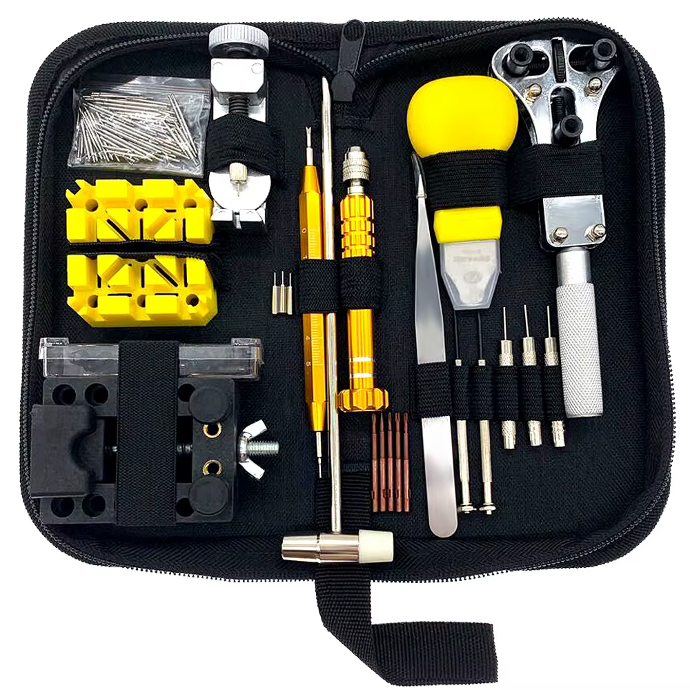 Kit d'outils de réparation de montre, dissolvant de goupilles de liaison, outils de montre professionnels, kit d'outils de réparation d'horloge, sac, 148 pièces/ensemble