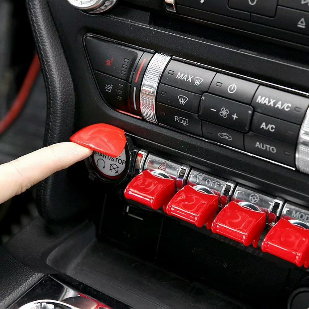 Couvercle de bouton de démarrage et d'arrêt de moteur de voiture, 5 pièces, pour Ford Mustang 2015 2106 2017, moulage d'intérieur de voiture