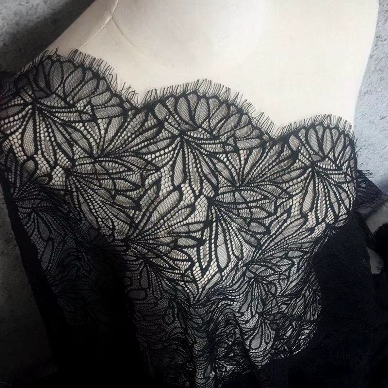 Tissu en dentelle française Chtalk lly pour robe de dame, cils noirs, 150x300cm par pièce, prix d'usine, nouveau, 2021