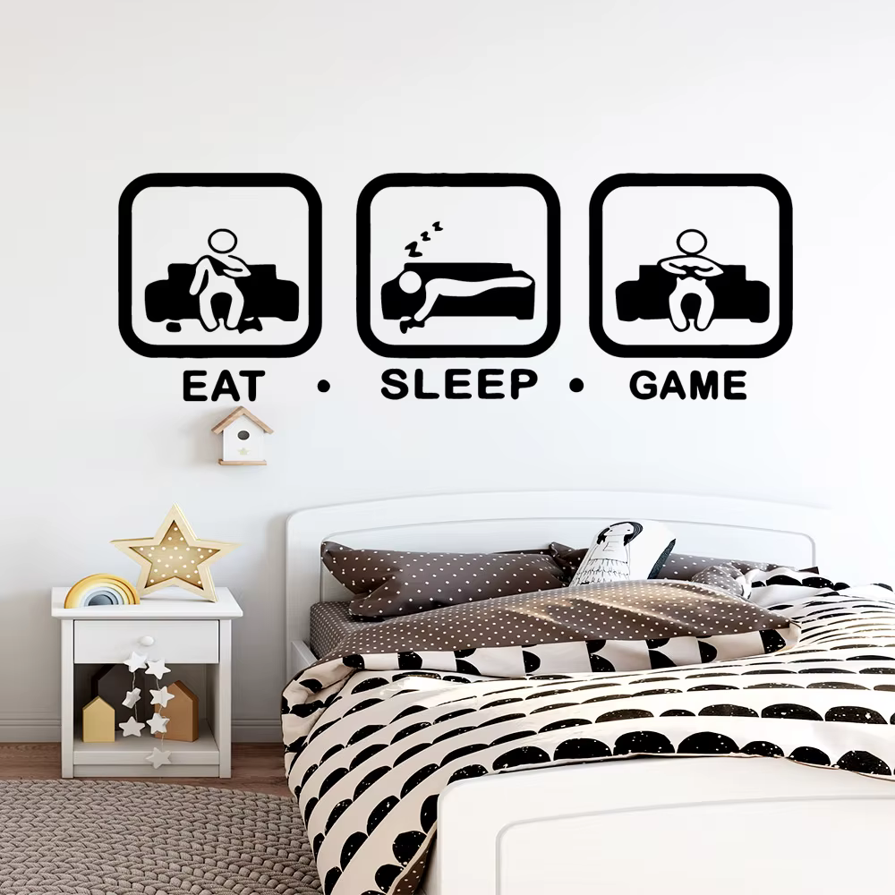 Sculpté Gamer autocollant Mural vinyle Mural papier peint pour enfants garçons chambre décoration Stickers Ps4 jeu affiche décor porte autocollants