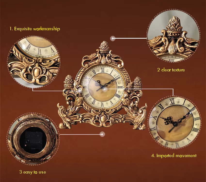 Horloge analogique de bureau et de Table rétro de Style européen, fonctionne à piles avec mécanisme de balayage silencieux, horloge de décoration pour la maison