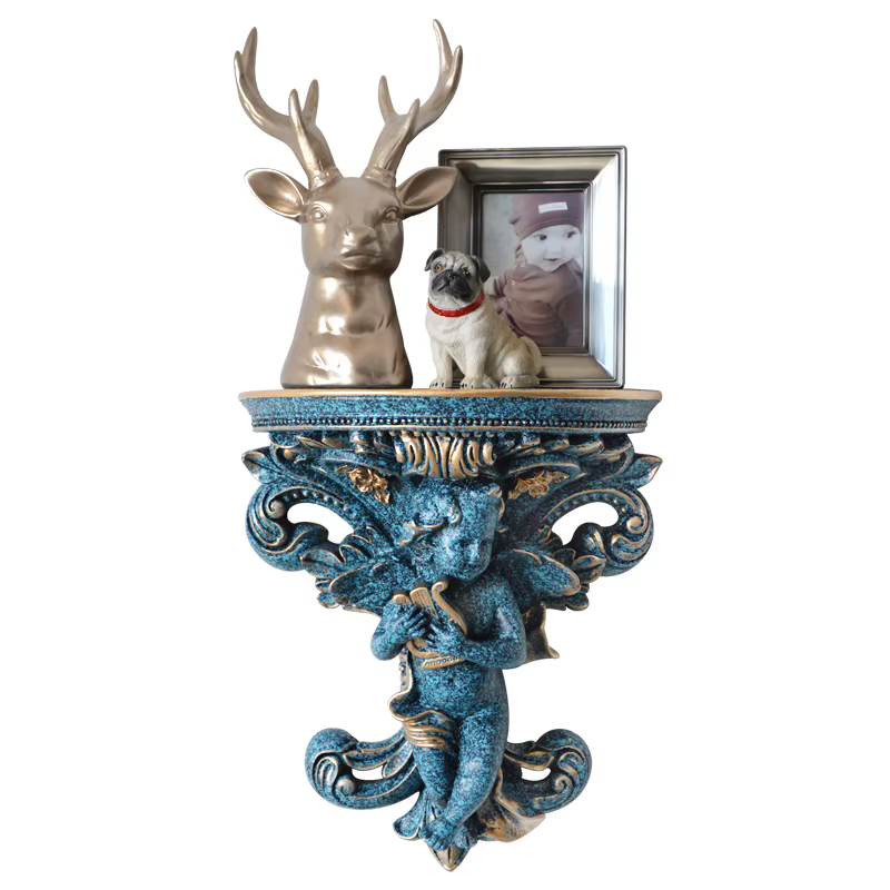 Étagères murales créatives en résine pour la décoration de la maison, support de rangement pour la maison, étagère vintage, bleu et blanc, décor à la maison