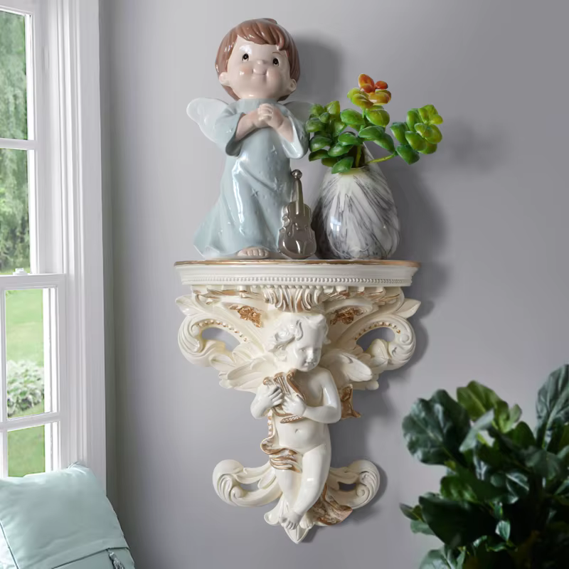 Étagères murales créatives en résine pour la décoration de la maison, support de rangement pour la maison, étagère vintage, bleu et blanc, décor à la maison