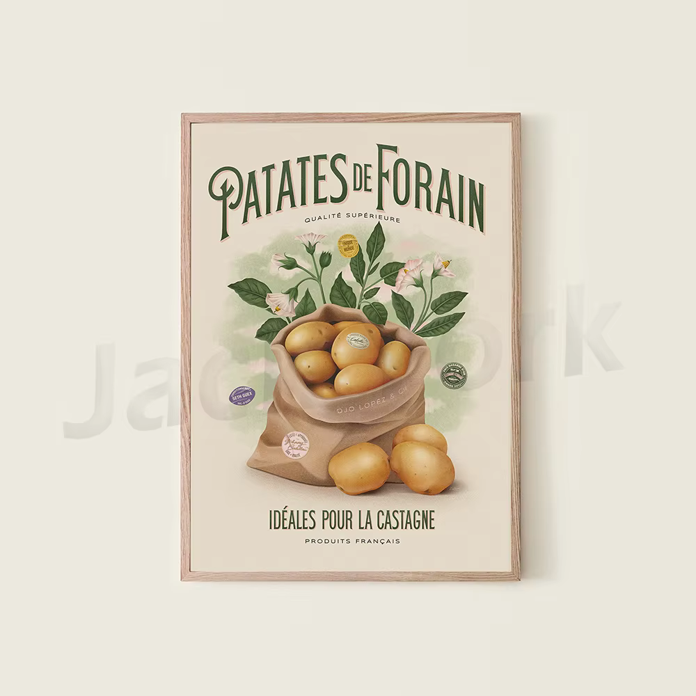 Oseille - Affiche, Garde la pêche - Affiche, Patates de forain - Affiche
