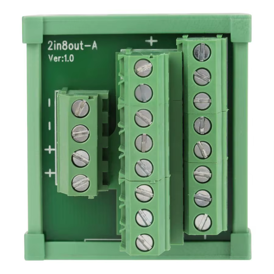 Connecteur de fil politiquement als, carte technique de distribution d'alimentation, montage sur rail DIN, terminal de nuit, 2 en 8 sorties, 48V