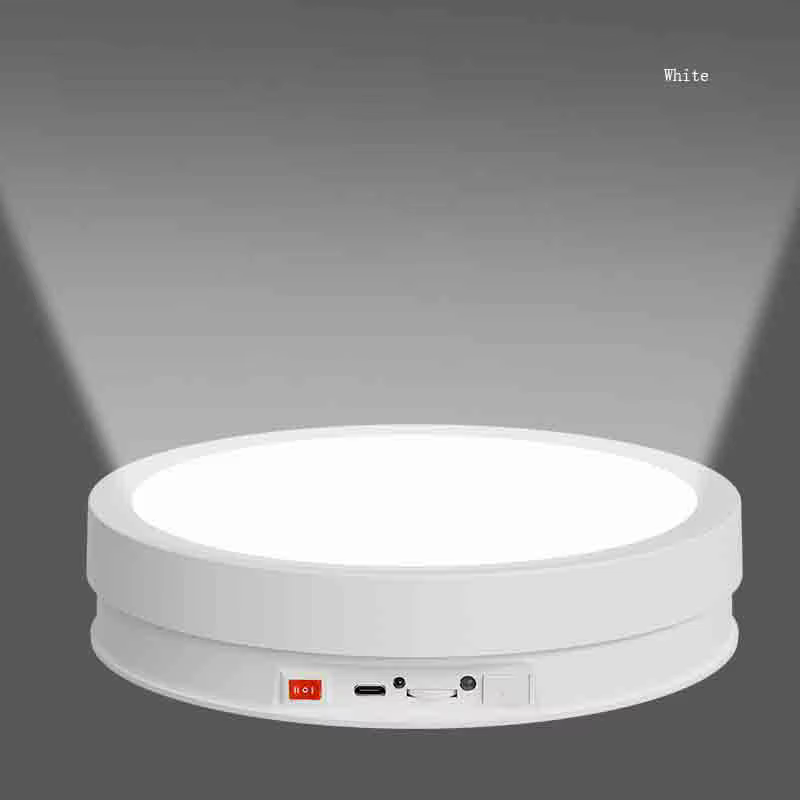Table de présentation rotative électrique avec télécommande pour cosmétiques, parfums, tournage vidéo en direct, éclairage lumineux, plateau tournant