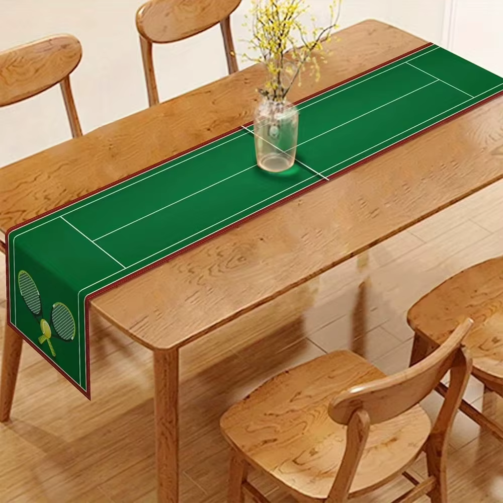 Chemin de table sur le thème du terrain de tennis, parfait pour la cuisine, l'anniversaire, les fêtes et la décoration de mariage, décoration de table essentielle pour la maison
