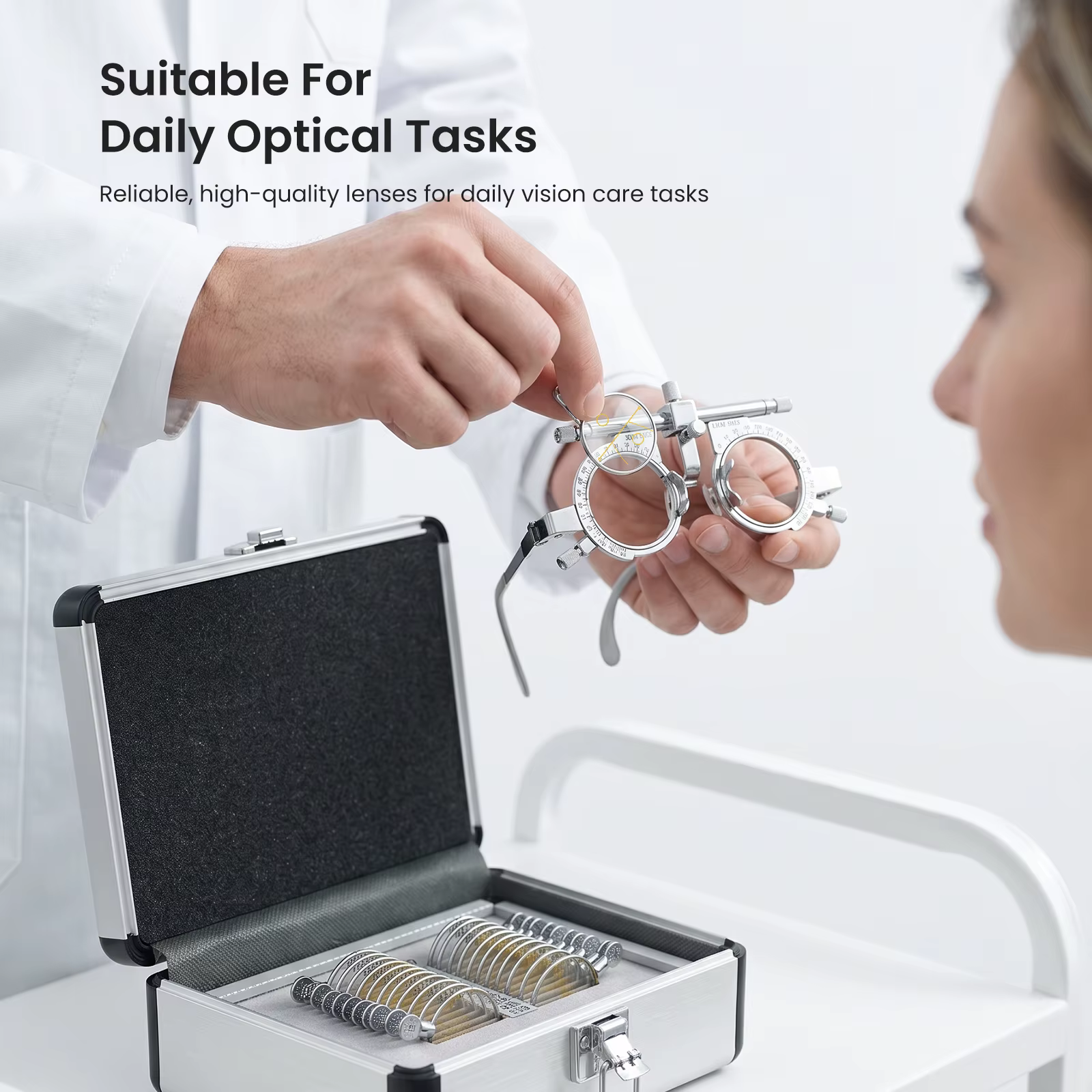 22 pièces – Le kit de lentilles d'essai progressives le plus populaire avec plateau et étui en aluminium pour équipement optique ophtalmique