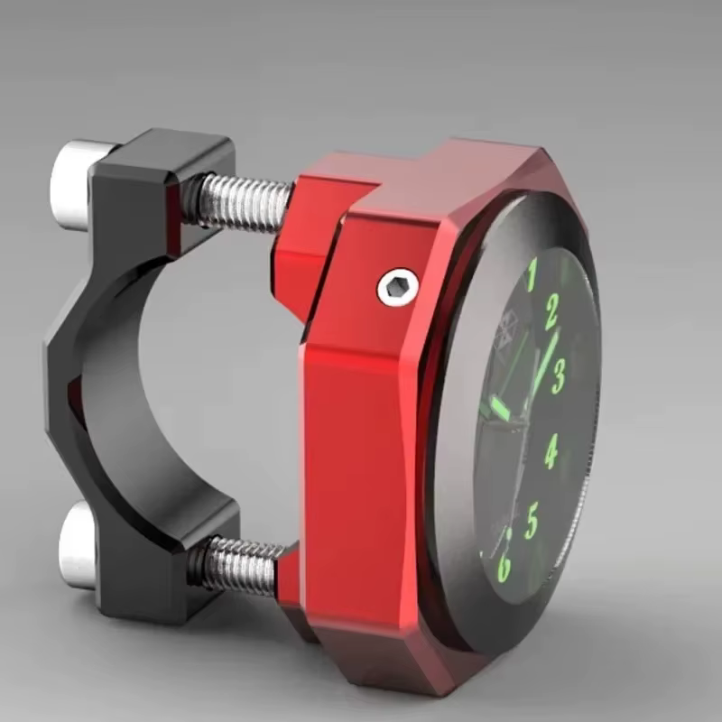 Horloge/thermomètre pour moto, 22-28mm, cadran lumineux en alliage d'aluminium étanche, pour Motocross, Yamaha, Kawasaki, Honda, Suzuki