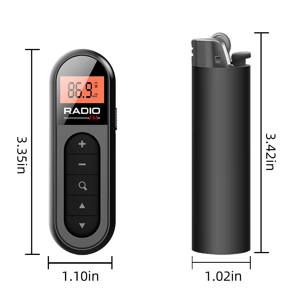 Radio de poche FM portable, aste, meilleure réception, réglage numérique, écran LCD, clip de ceinture, son stéréo, écouteur Jac