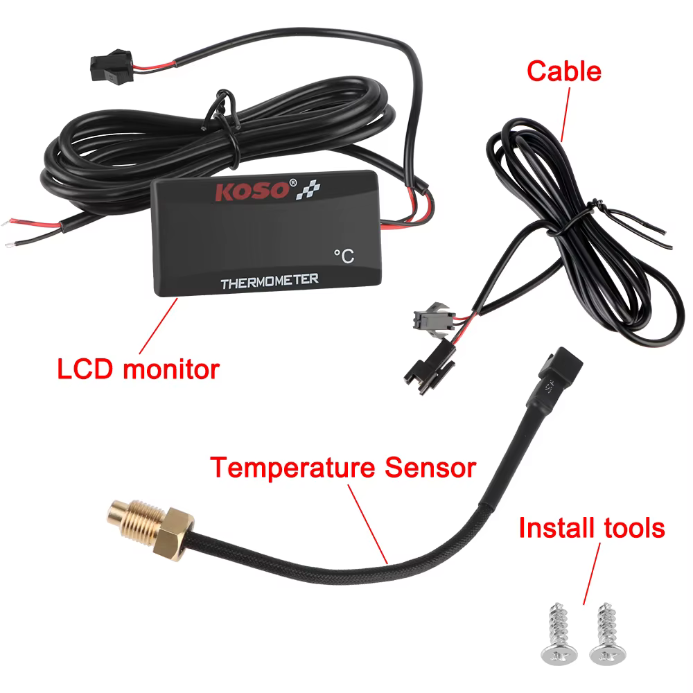 Therye.com Indicateur de température de moto avec capteurs, eau précieuse, rénovation, compteur d'iode, moniteur, 12V, 0 ~ 120 °C