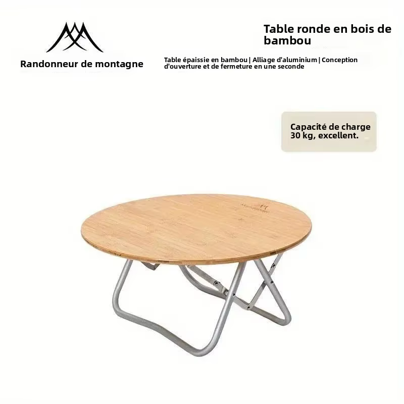 Petite table ronde relevable, table pliante, table portable ultra-légère pour le camping en plein air
