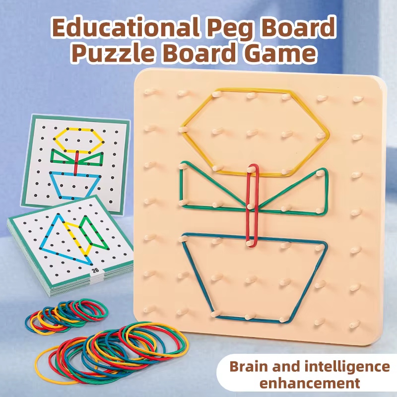 KNYYSECQ – jouets pour enfants, planches à ongles, puzzles, bandes élastiques, formes géométriques, jouets d'exercice cognitif, cadeaux pour enfants