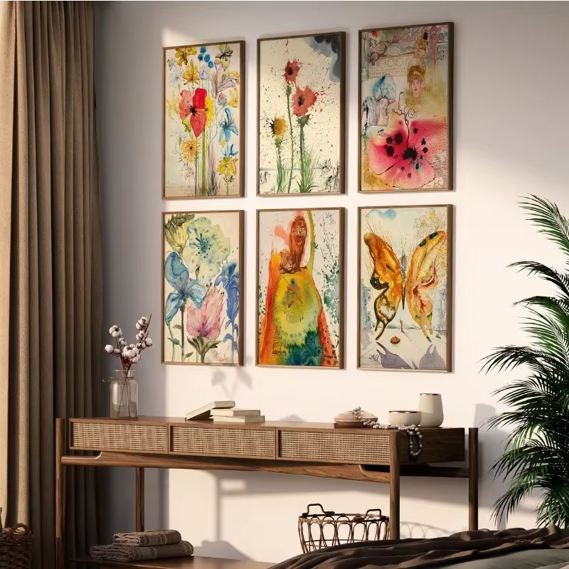 Affiches murales modernes Salvador Dalí, œuvres d'art célèbres, peinture sur toile surréaliste aux fleurs pour exposition, salon, décoration intérieure