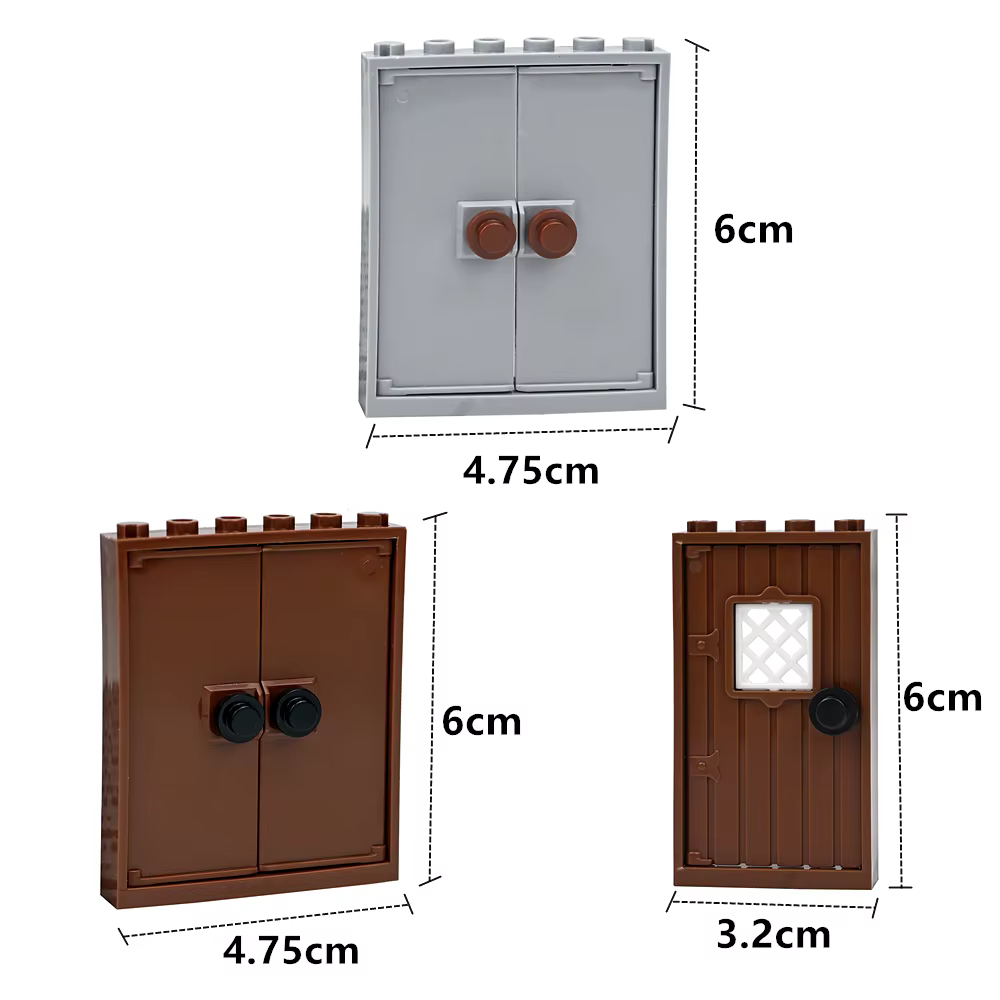 MOC Blocs de construction pour meubles de maison, double porte avec poignée, 1x6 1x4, cadre de fenêtre d'armoire, brique de château, compatible petites particules