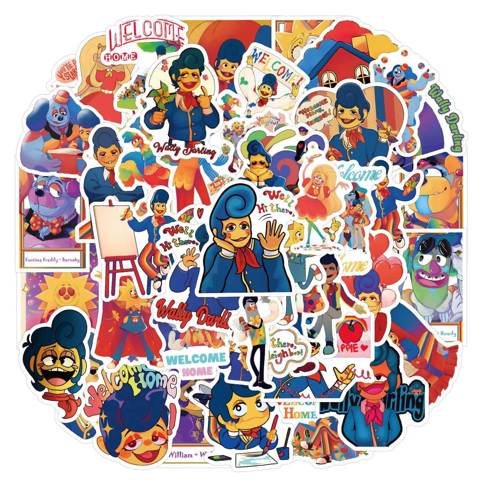 10/50/105 PIÈCES Bienvenue Maison Wally Darling Autocollants Drôle Dessin Animé Autocollant Enfants Jouets Bagages Ordinateur Portable Téléphone Guitare Voiture Vélo Autocollants